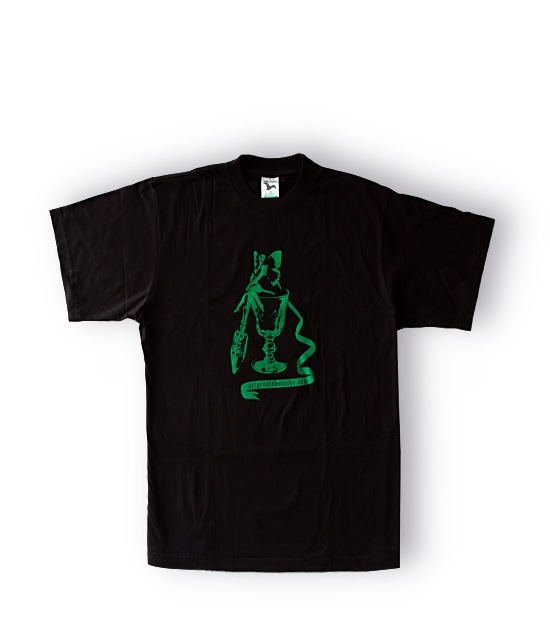 A high quality black cotton Absinthe Original T-shirt with green print inspired by Absinthe Fairy.