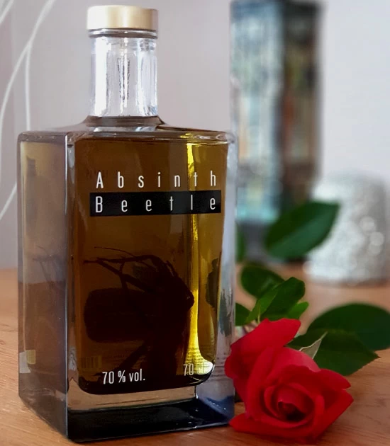 Original Absinth Beetle, 140 proof with Thujone and Bug in Absinthe.