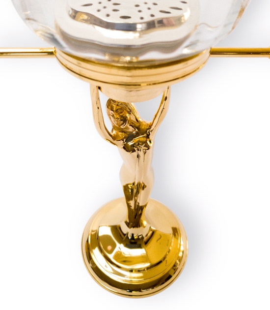 Golden absinthe fountain, deluxe version of our most popular Lady Absinthe Fountain with two metal faucets