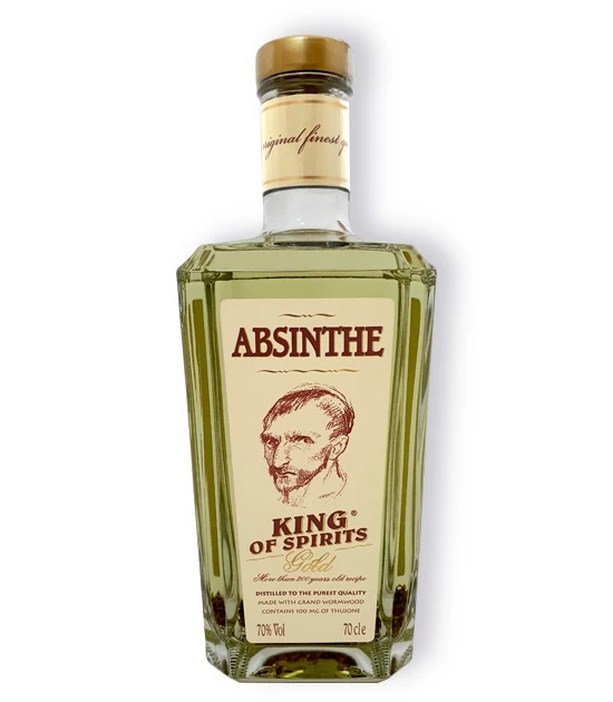 Full sized 70cl bottle of strong King Gold Absinthe.