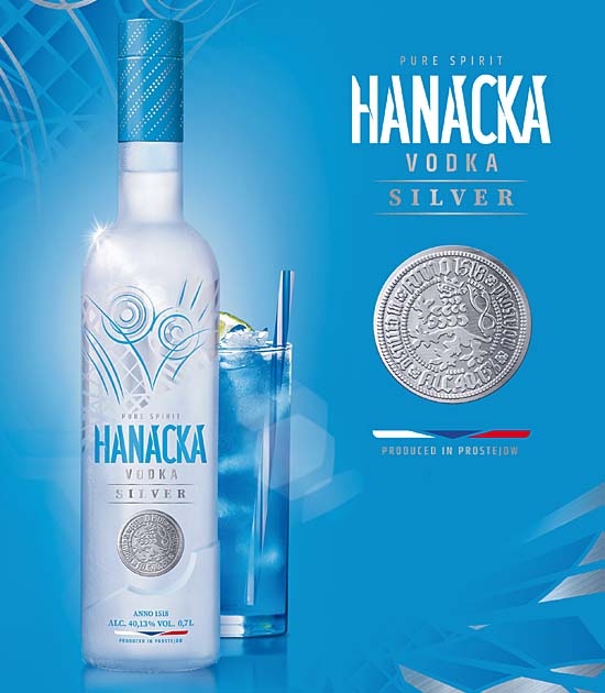 A premium design elegant frosted bottle with a silver groschen coin.