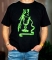 Men's short-sleeve, crew-neck T-shirt with Absinthe Green Fairy inspired graphics on front.