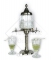 Art deco Metal Absinthe Fountain with Four Spouts and large glass bowl
