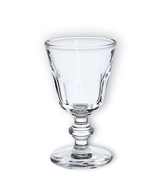 Heavy molded glass known as the Perigord absinthe glass, made in France.