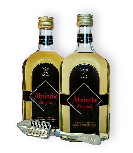 Two bottles of Genuine Absinthe Original and Free Chromium Plated Absinthe Spoon